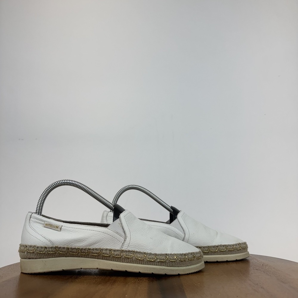 Womens Mephisto Valina White‎ Leather Espadrille Slip On Sneakers Size 7 M GUC